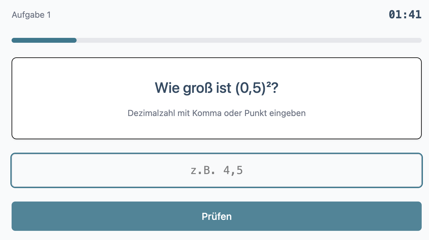 Screenshot des täglichen Mathe-Drills